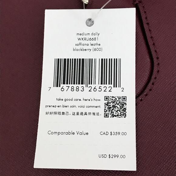 Kate Spade Laurel Way Medium Dally Tote Bag Purse Saffiano Leather Blackberry - Picture 7 of 8